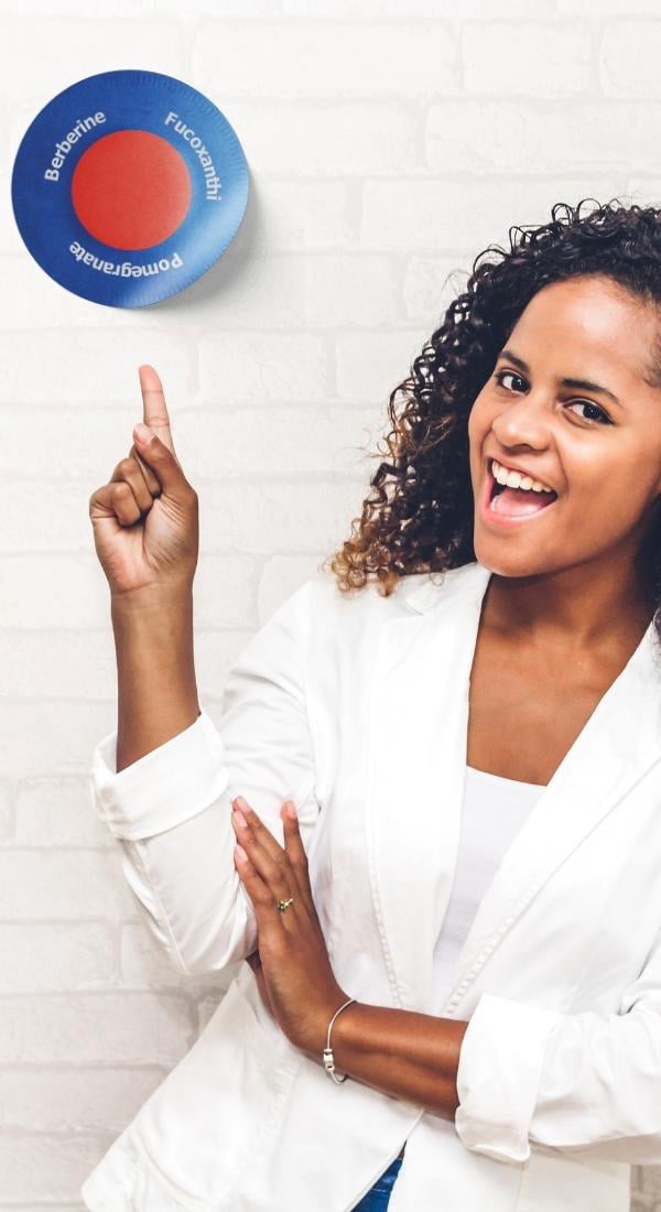 Woman feeling balanced and energized using Purisaki Berberine Patch